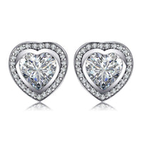 Silberne Herzförmige Zirkonia-Ohrringe - Celestia