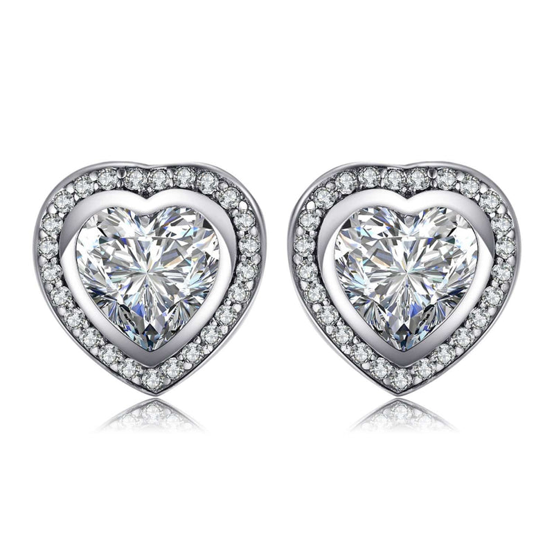 Silberne Herzförmige Zirkonia-Ohrringe - Celestia