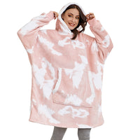 Flauschiger rosa Hoodie-Decke, Damen, Kängurutasche, Kapuze, gemütlich, Übergröße.