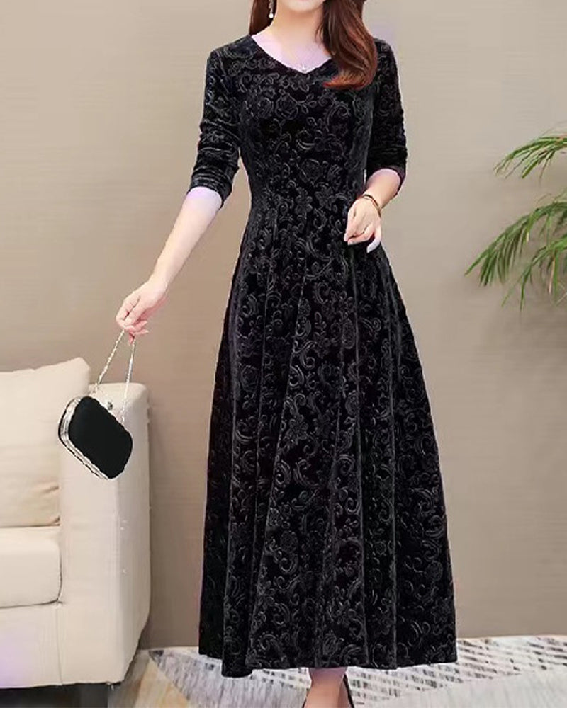 Damen Midikleid mit A-Linie & V-Ausschnitt – Amara
