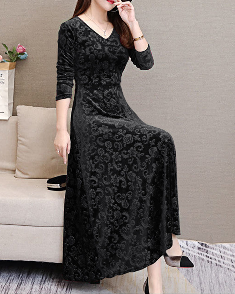 Damen Midikleid mit A-Linie & V-Ausschnitt – Amara