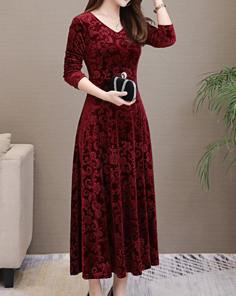 Damen Midikleid mit A-Linie & V-Ausschnitt – Amara
