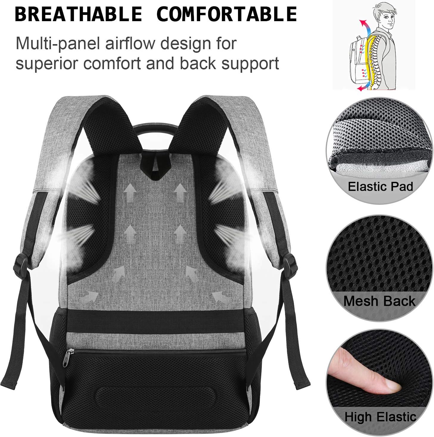Dunne anti-diefstal laptoprugzak met USB-oplaadpoort