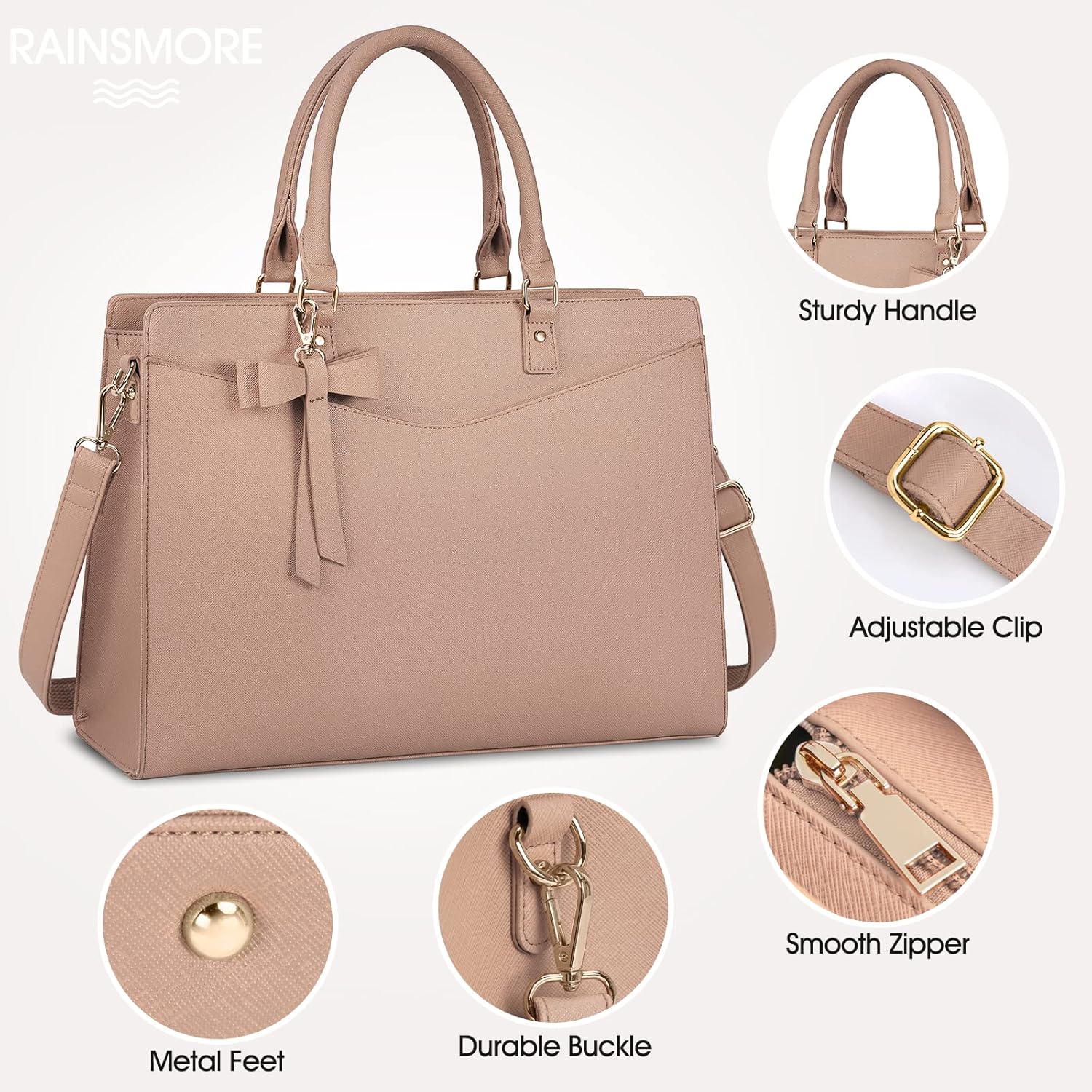 Wasserdichte Laptop-Tasche aus PU-Leder mit multifunktionalem Design für Damen