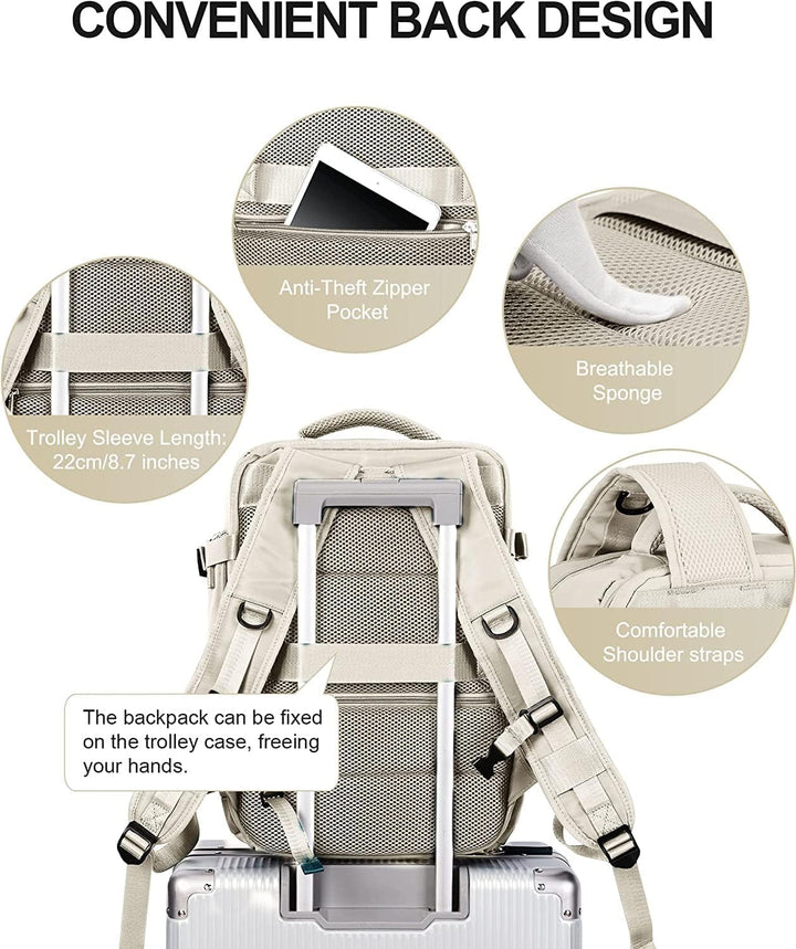 Wasserdichter Reiserucksack mit Schuhfach und USB-Anschluss – Geeignet für 14"-Laptop