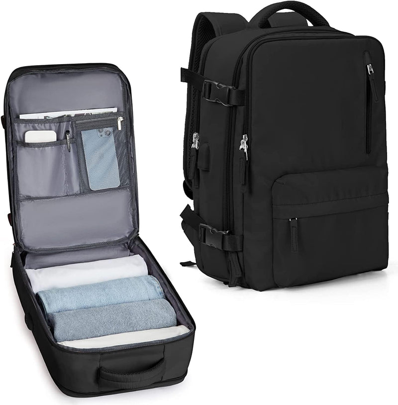 40L Wasserdichter Reiserucksack mit Schuhfach und USB-Anschluss – Geeignet für 14”-Laptops