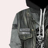 Schwarze Lederweste mit Totenkopf-Design und 