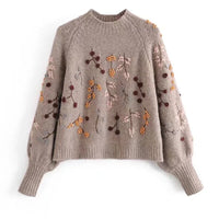 Knitted Sweater for Women with Autumn Motif – Noëlle