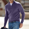 Lila Herrenpullover mit Reißverschluss, Langarm, Freizeitmode, Baumwolle, Winterkleidung.