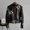Bestickte Damen Kunstlederjacke im Bikerstil – Eleonora