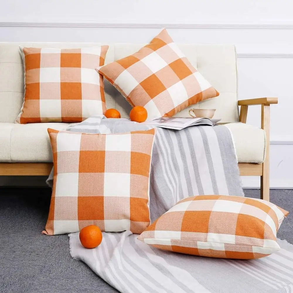 Gemütliche Karierte Kissenhülle im Landhausstil – Autumn Plaid (1+1 GRATIS)
