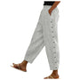 Gestreifte High-Waist Damen Hose mit Zierknöpfen – Florence