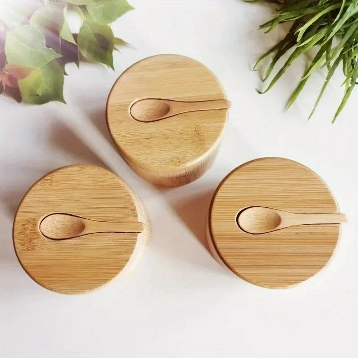 Bamboo Spice Jar with Lid and Spoon - Nomi