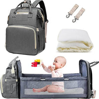Convertible Baby Diaper Backpack with Foldable Baby Bed – Waterproof Multi-Pocket Design