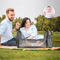 Convertible Baby Diaper Backpack with Foldable Baby Bed – Waterproof Multi-Pocket Design