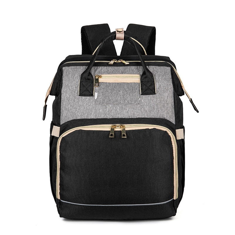 Convertible Baby Diaper Backpack with Foldable Baby Bed – Waterproof Multi-Pocket Design