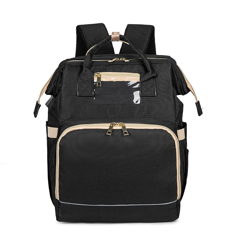 Convertible Baby Diaper Backpack with Foldable Baby Bed – Waterproof Multi-Pocket Design