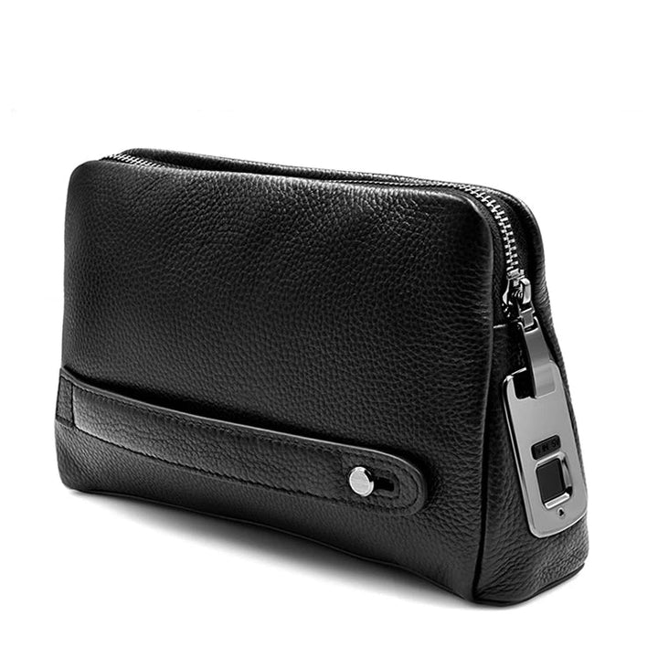 Herren Leder Anti-Diebstahl Clutch mit Fingerabdruckschloss – Schwarzblau