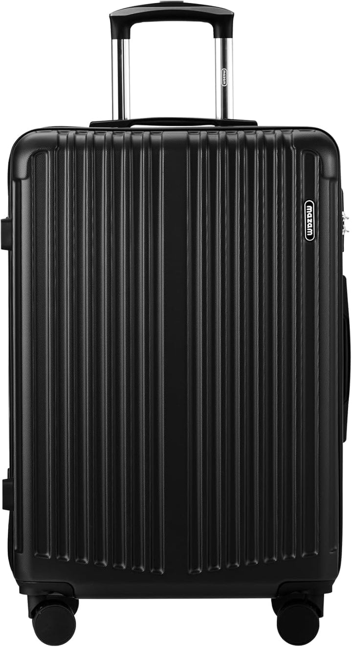 Große Hartschalenkoffer mit 360° Rollen und TSA-Schloss – Schwarz Gestreift