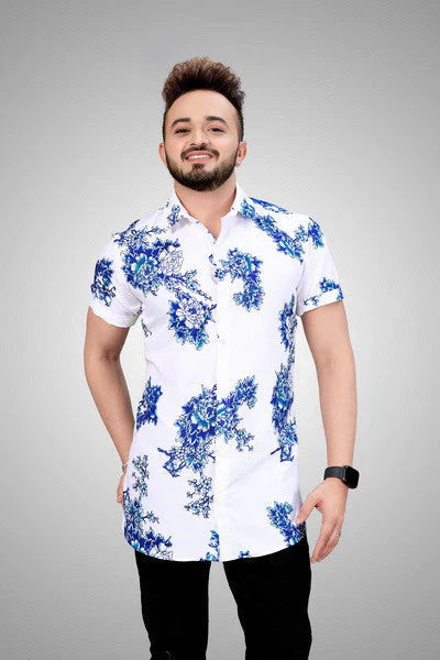 Geblümtes Sommerhemd mit Kurzarm für Herren – Fabrizio