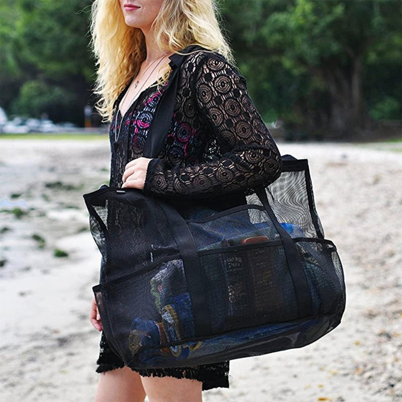 Faltbare Mesh-Strandtasche mit 9 Fächern für Familientage