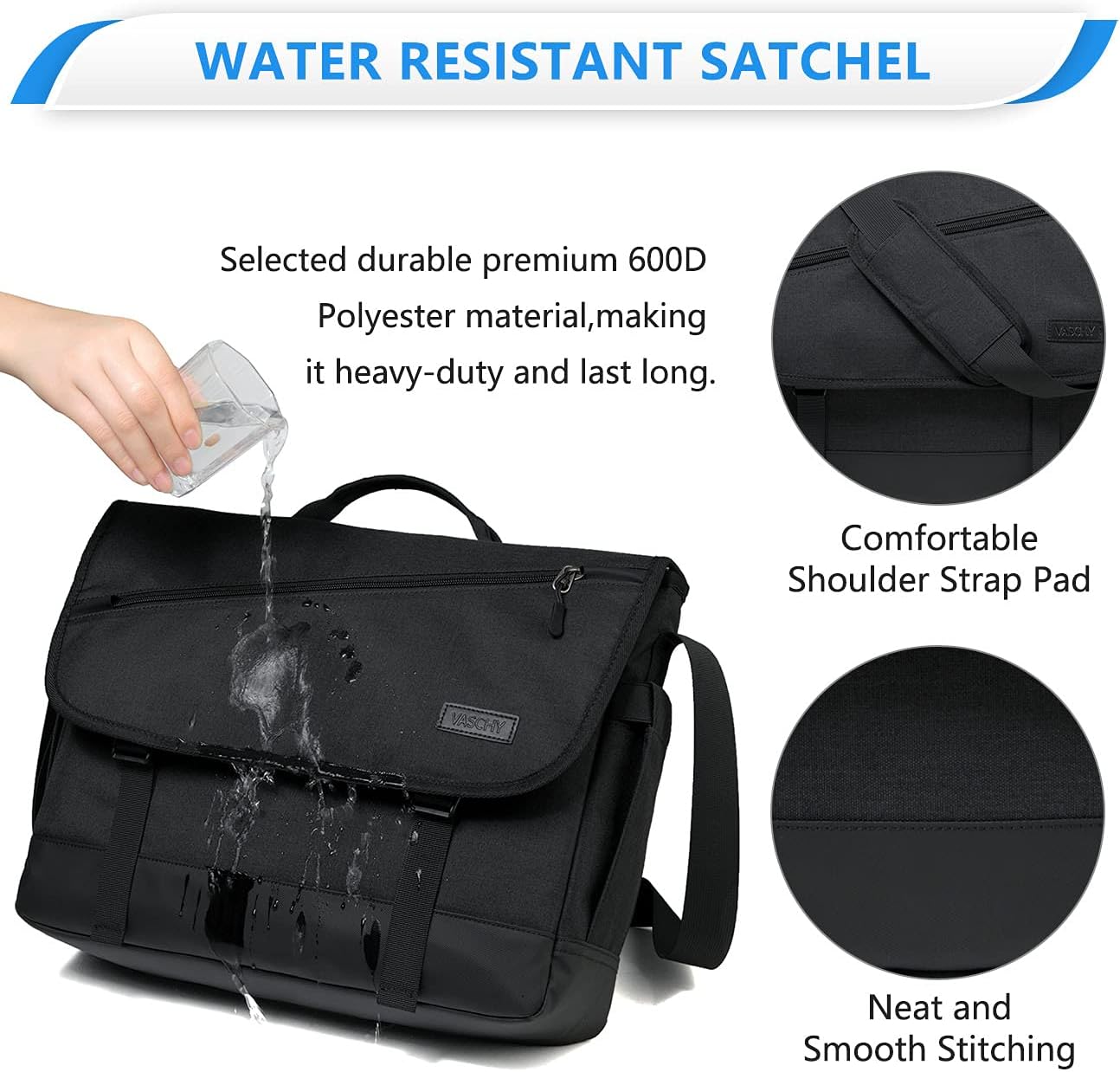 Wasserabweisende Laptop-Umhängetasche mit verstellbarem Gurt – WorkMate Serie