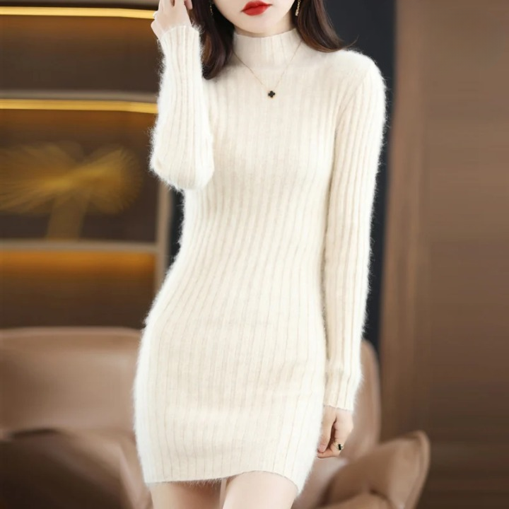 Knitted Dress Autumn with Collar – Noëlle