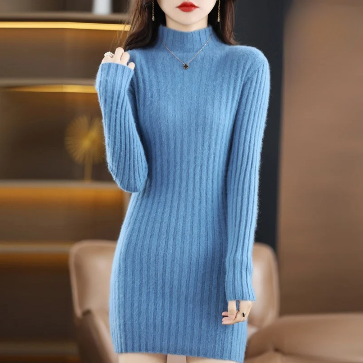 Knitted Dress Autumn with Collar – Noëlle