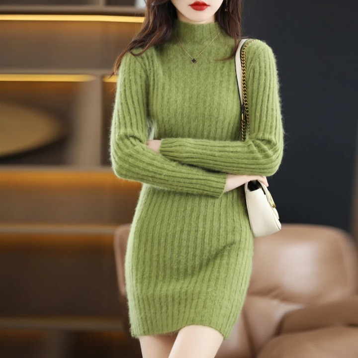 Knitted Dress Autumn with Collar – Noëlle