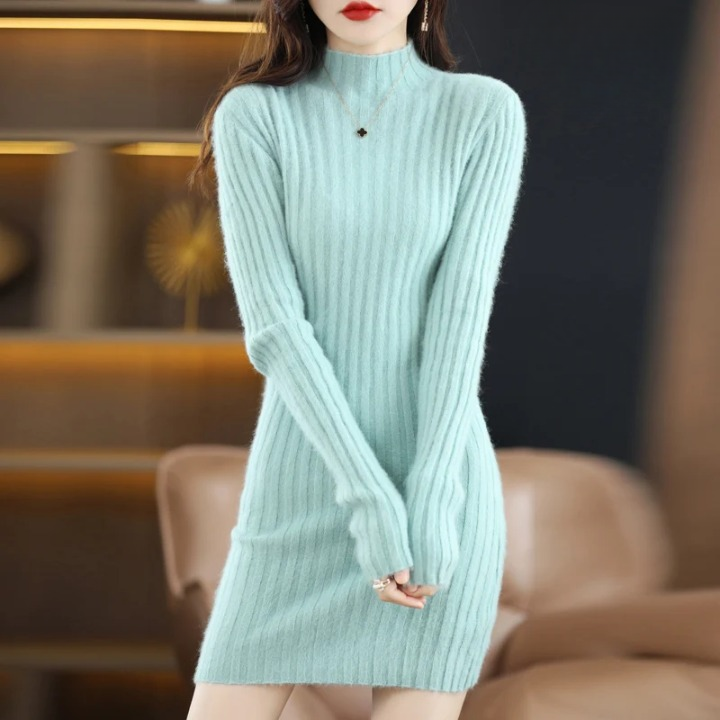 Knitted Dress Autumn with Collar – Noëlle