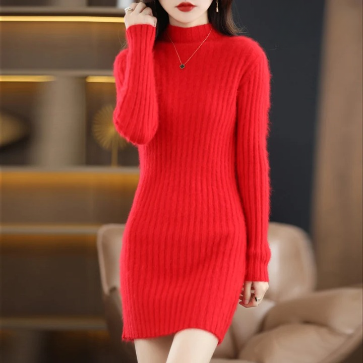 Knitted Dress Autumn with Collar – Noëlle