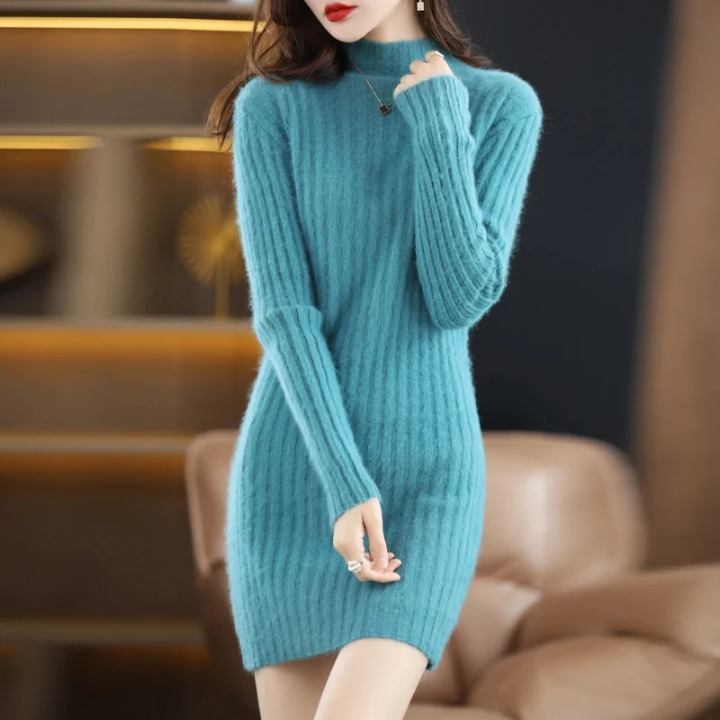 Knitted Dress Autumn with Collar – Noëlle