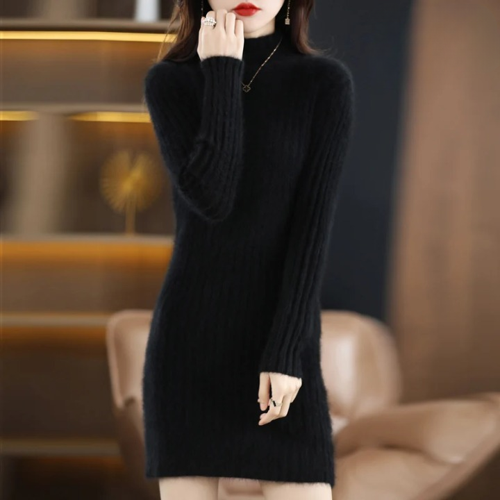 Knitted Dress Autumn with Collar – Noëlle