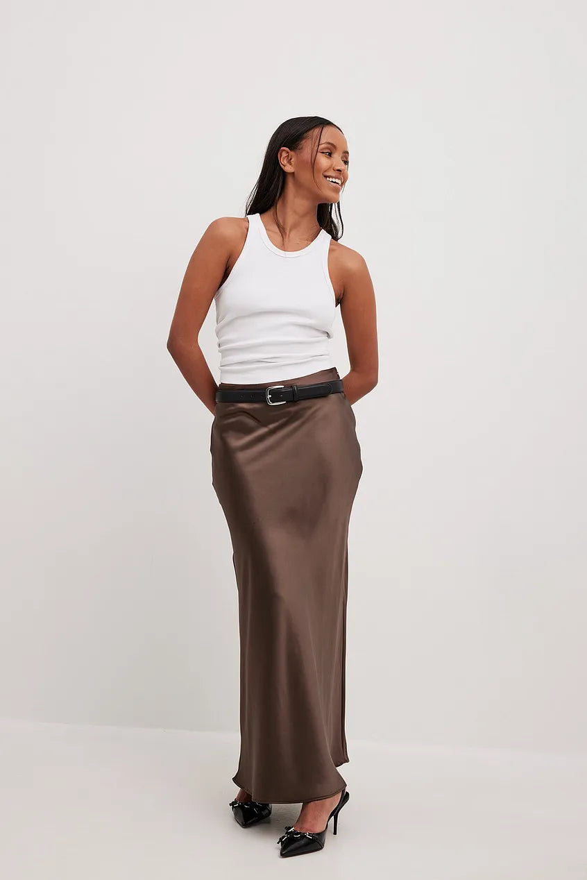 Satinierten Damenrock mit Hoher Taille – Elena