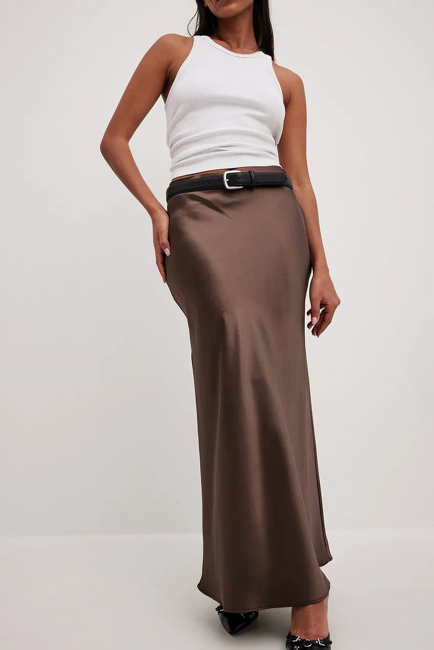 Satinierten Damenrock mit Hoher Taille – Elena