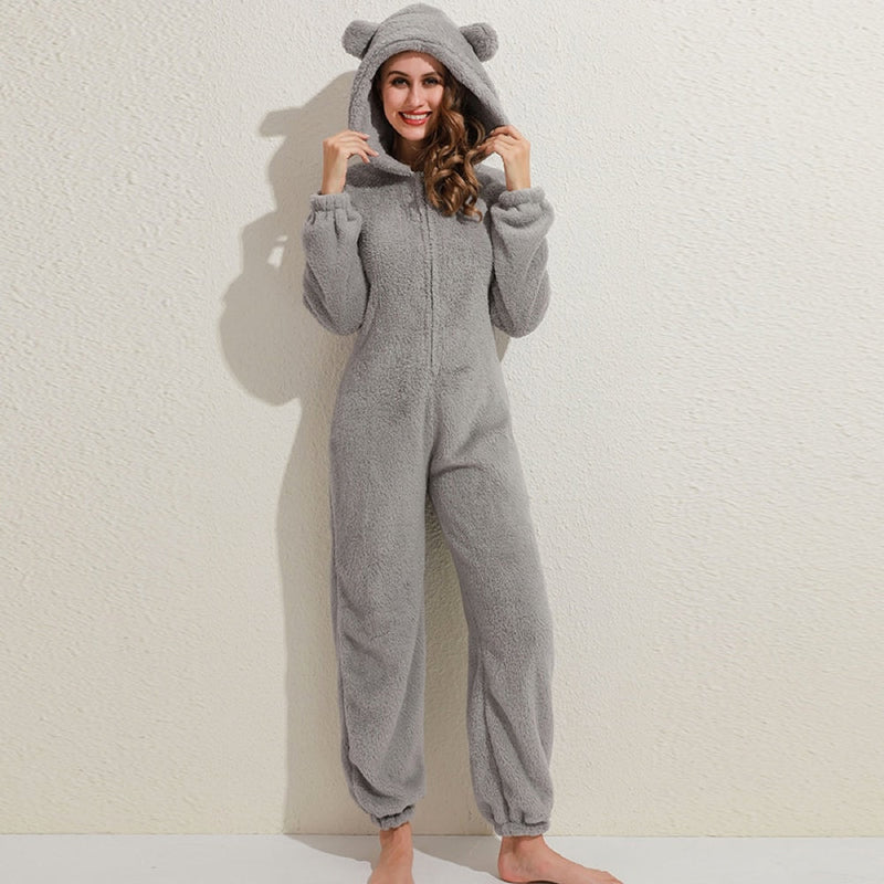 Superweicher Fleece-Overall mit Bärenohren – BearHug
