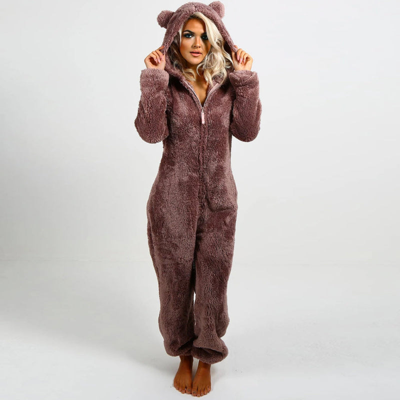 Superweicher Fleece-Overall mit Bärenohren – BearHug
