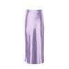 Satinschimmernder Damen Midirock in A-Linie mit hoher Taille – Liora
