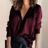 Satin Damenbluse mit tiefem V-Ausschnitt & langen Ärmeln – Daria