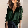 Satin Damenbluse mit tiefem V-Ausschnitt & langen Ärmeln – Daria