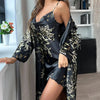 Zweiteiliges Satin Nachtwäsche-Set Damen mit Trägerkleid & Kimono – Salena