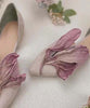 Handgefertigte Spitzen-Ballerinas mit Roséblüten – Odette