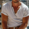 Casual Henley-Kragen Henley T-Shirt mit kurzen Ärmeln – Nico
