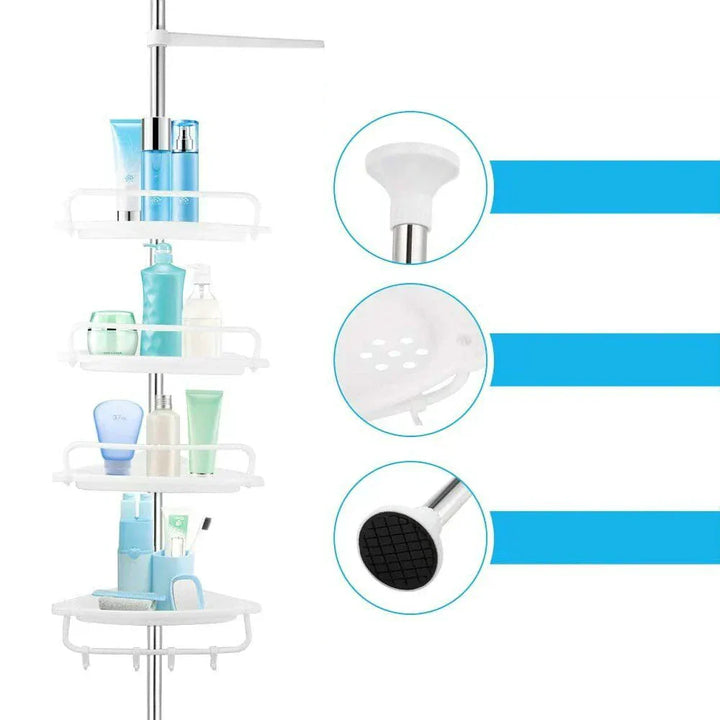 Teleskopische Duschregal mit 4 Ablagen – VertiRack