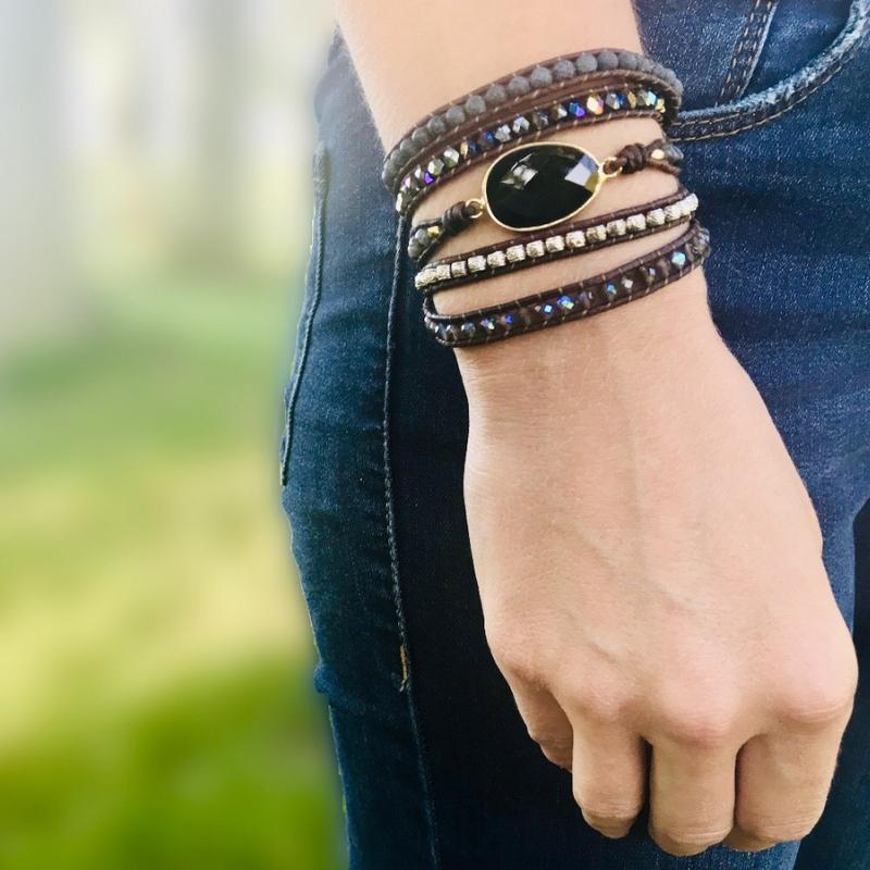 Onyx Mondlicht Schützendes Wickelarmband – Lunara