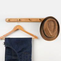 Wall-mounted wooden coat rack with brass hooks - LignaHook