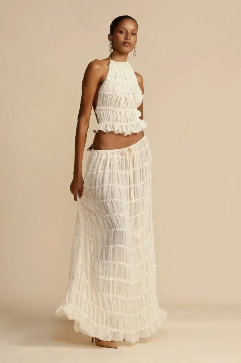 Trendy Women's Summer Two-Piece Set with Halter Top & Maxi Skirt – Lorena