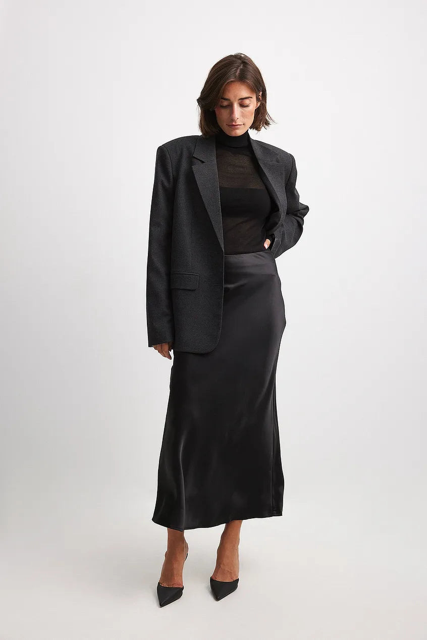 Satinierten Damenrock mit Hoher Taille – Elena