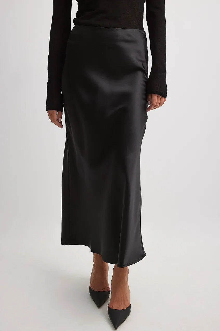 Satinierten Damenrock mit Hoher Taille – Elena