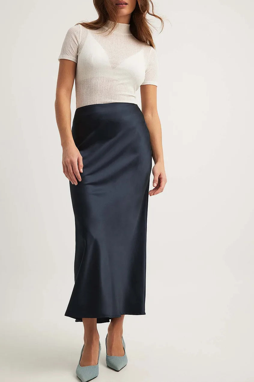 Satinierten Damenrock mit Hoher Taille – Elena